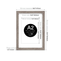 A2 Walnut Ornate Picture Frame (59.4 X 42Cm) With Mount For A3 Poster, Photo, Artwork, Gallery Wall Or Print - thumbnail 2