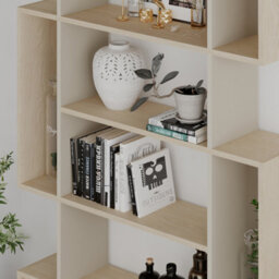 Decortie Mito Modern Freestanding & Wall Mounted Bookcase Sonoma Oak-Sandstone 5-Tier Display Unit Tall For Home & Office 161Cm - thumbnail 4