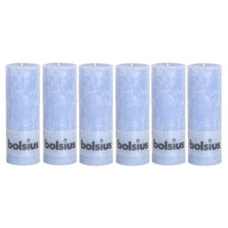 Bolsius 6Pc Misty Blue Rustic Pillar Candles 190 X 68mm
