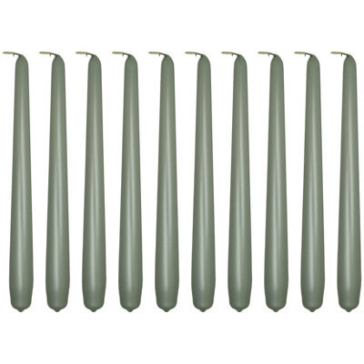 "SolaDirect Tapered Dinner Candles, Pack Of 10, Unscented, Long Burning Time, 24 Cm / 19.45"" (Silver, Metallic)" - image 1
