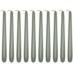 "SolaDirect Tapered Dinner Candles, Pack Of 10, Unscented, Long Burning Time, 24 Cm / 19.45"" (Silver, Metallic)"