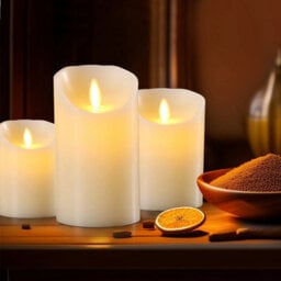 Set Of 3 Led Flameless Pillar Candles With Remote - thumbnail 5