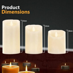 Set Of 3 Led Flameless Pillar Candles With Remote - thumbnail 2