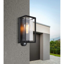 Luminosa Lighting Luminosa Logana Outdoor Wall Lantern Matt Black Ip44 1X E27 Dawn Dusk Sensor - thumbnail 5