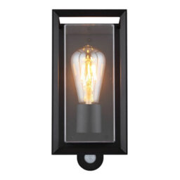 Luminosa Lighting Luminosa Logana Outdoor Wall Lantern Matt Black Ip44 1X E27 Dawn Dusk Sensor - thumbnail 3