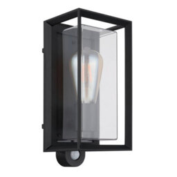 Luminosa Lighting Luminosa Logana Outdoor Wall Lantern Matt Black Ip44 1X E27 Dawn Dusk Sensor - thumbnail 2