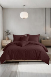 Plain Dyed Easy Care Polycotton Duvet Cover And Pillowcase/s Set Bed Linen Chocolate