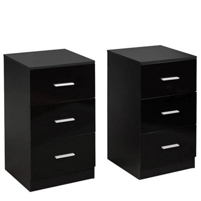 2Pcs Night Stand Organizer 3 Drawer Chest Storage Cabinet Dresser Black - image 1
