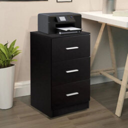2Pcs Night Stand Organizer 3 Drawer Chest Storage Cabinet Dresser Black - thumbnail 5
