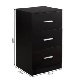 2Pcs Night Stand Organizer 3 Drawer Chest Storage Cabinet Dresser Black - thumbnail 2