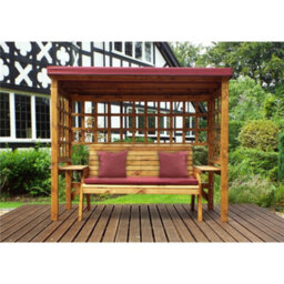 Marlborough Traditional Zubond Three Seater Abour With 1 X Winchester Cushion Burgundy & 2 X Scatter Cushion Burgundy - thumbnail 2