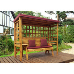 Marlborough Traditional Zubond Three Seater Abour With 1 X Winchester Cushion Burgundy & 2 X Scatter Cushion Burgundy - thumbnail 1