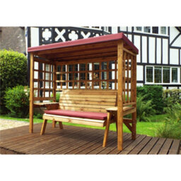 Marlborough Traditional Zubond Three Seater Abour With 1 X Winchester Cushion Burgundy & 2 X Scatter Cushion Burgundy - thumbnail 3