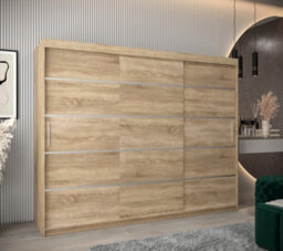 Arte Verona 01 Contemporary 3 Sliding Door Wardrobe 9 Shelves 2 Rails Oak Sonoma Effect (H)2000mm (W)2500mm (D)620mm - thumbnail 2