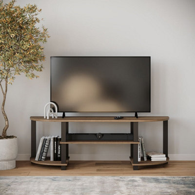 Urbn-Living Urbnliving 120Cm Wide Tv Unit Stand S-Tube Entertainment Centre Storage Shelf Living Room Dark Oak Cabinet - image 1