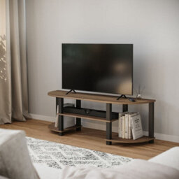 Urbn-Living Urbnliving 120Cm Wide Tv Unit Stand S-Tube Entertainment Centre Storage Shelf Living Room Dark Oak Cabinet - thumbnail 2