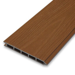 Easycomposite 2Ft Composite Fence Panel & Aluminium Post Sunken In Ground - Teak Boards & Leafy Topper Trellis - thumbnail 5
