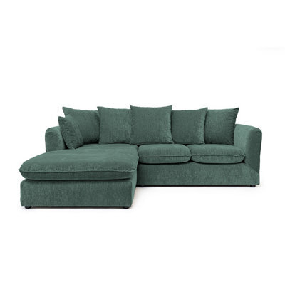 Abakus Direct Lucas Water Repellent Velvet Chenille Left Facing Corner Sofa In Jungle Green - image 1