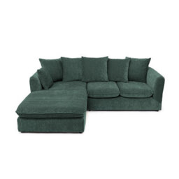 Abakus Direct Lucas Water Repellent Velvet Chenille Left Facing Corner Sofa In Jungle Green - thumbnail 2