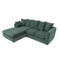 Abakus Direct Lucas Water Repellent Velvet Chenille Left Facing Corner Sofa In Jungle Green - thumbnail 4