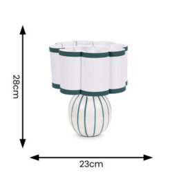 Valuelights Rohan Sky Blue Stripe Ceramic Bedside Table Lamp With Scallop Shade - thumbnail 6
