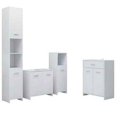 Berkfield Sleek 4 Piece Bathroom Furniture Set White - image 1
