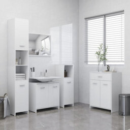 Berkfield Sleek 4 Piece Bathroom Furniture Set White - thumbnail 2