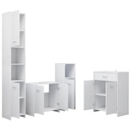 Berkfield Sleek 4 Piece Bathroom Furniture Set White - thumbnail 3