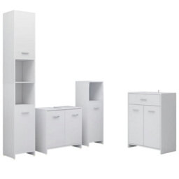 Berkfield Sleek 4 Piece Bathroom Furniture Set White - thumbnail 1