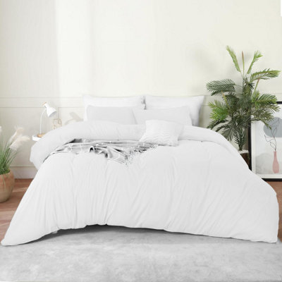 Bedlooms White Cotton Duvet Cover Set, Breathable & Anti-Allergic Bedding Pack, Single 135X200Cm - image 1