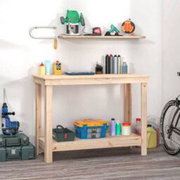 Berkfield Rustic Work Bench 110X50X80 Cm Solid Wood Pine - thumbnail 2