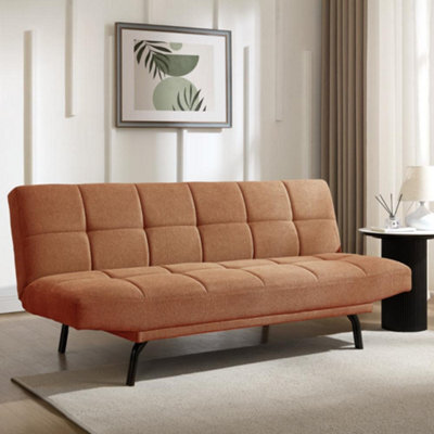 Home Detail Celosia Clic-Clac Sofa Bed With Metal Legs, Burnt Orange Linen - image 1