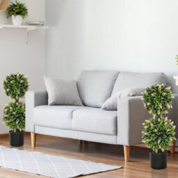 Wyld Haus Nosu Set Of 2 Artificial Lavender Ball Topiary Trees In Pots, 70 Cm, Pink And Green - thumbnail 8