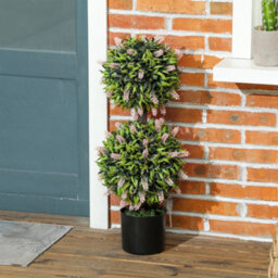 Wyld Haus Nosu Set Of 2 Artificial Lavender Ball Topiary Trees In Pots, 70 Cm, Pink And Green - thumbnail 9