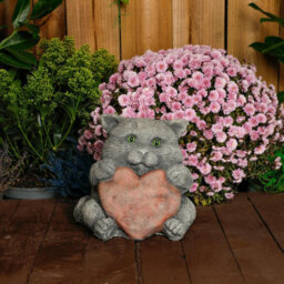 Cat With A Big Heart Stone Cast Garden Cat Ornament - thumbnail 8