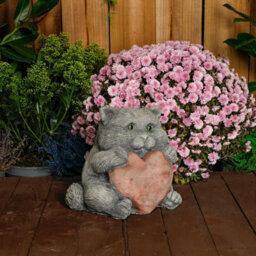 Cat With A Big Heart Stone Cast Garden Cat Ornament - thumbnail 5