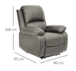 Comfy Living Reclining Faux Leather Sofa Light Grey-  Armchair - thumbnail 2