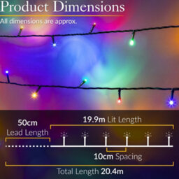 Christow Christmas Indoor/outdoor Battery Led String Lights Green Cable Multi Colour - 200 - thumbnail 3