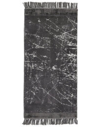 Beliani Modern Glam Area Rug Dark Grey Viscose With Cotton Backing And Fringes 80 X 150 Cm - thumbnail 1