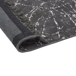 Beliani Modern Glam Area Rug Dark Grey Viscose With Cotton Backing And Fringes 80 X 150 Cm - thumbnail 5