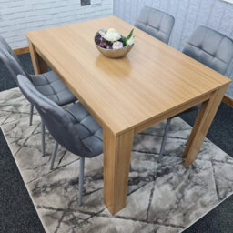 Kosy Koala Oak Effect Dining Table Set With 4 Grey Velvet Chairs Dining Room Furniture - thumbnail 4