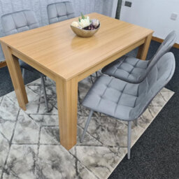 Kosy Koala Oak Effect Dining Table Set With 4 Grey Velvet Chairs Dining Room Furniture - thumbnail 7