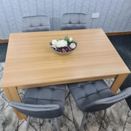 Kosy Koala Oak Effect Dining Table Set With 4 Grey Velvet Chairs Dining Room Furniture - thumbnail 6