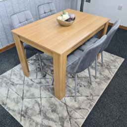 Kosy Koala Oak Effect Dining Table Set With 4 Grey Velvet Chairs Dining Room Furniture - thumbnail 2