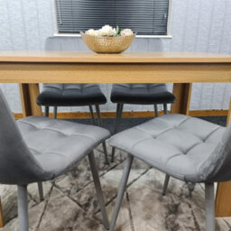 Kosy Koala Oak Effect Dining Table Set With 4 Grey Velvet Chairs Dining Room Furniture - thumbnail 8