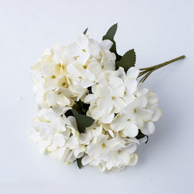 Living And Home White Silk Artificial Hydrangea Flowers Bouquet Wedding Centerpiece Decoration - image 1