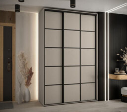 Arte Elegant Dakota Iv Sliding Door Wardrobe W1600mm H2350mm D600mm In Cashmere & Black Finish - thumbnail 2