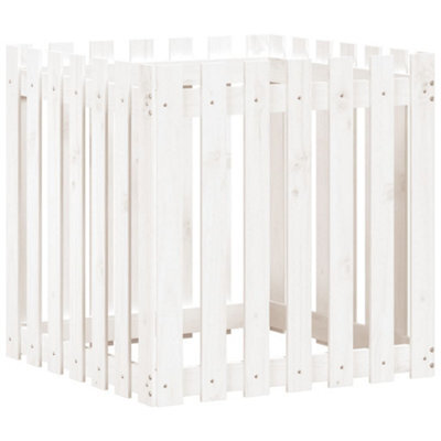 Berkfield Versatile Garden Planter With Fence Design White 70X70X70 Cm Solid Wood Pine - image 1