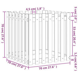 Berkfield Versatile Garden Planter With Fence Design White 70X70X70 Cm Solid Wood Pine - thumbnail 9