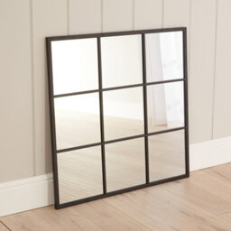 The Furniture Market Industrial Square Black Framed Metal Window Wall Mirror 90Cm X 90Cm - thumbnail 6